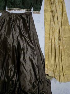 Green satin lehnga