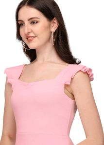 Pink Ruffle Sleeve Mini Dress