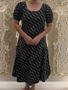 Black Long Ikkat Dress – Elegant Ethnic Maxi