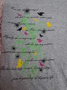 Comfortable Grey T-Shirt with Floral Pocket