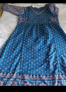 Elegant Blue Printed Kurta Set with Dupatta