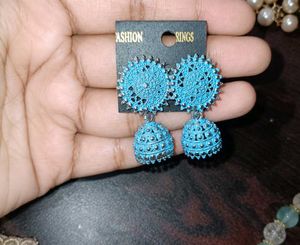 Sky Blue Jhumka Earrings
