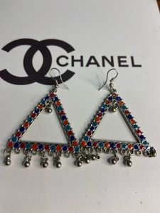 Ethnic Colorful Triangle Drop Earrings