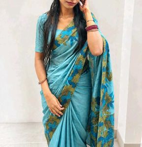 Beautiful Blue Floral Saree