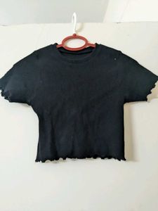 Black Ribbed Knit Top