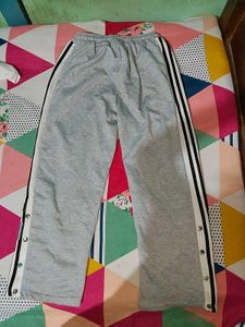 Grey Sweatpants with Side Stripes