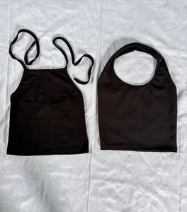 Black Crop Tank Tops Set