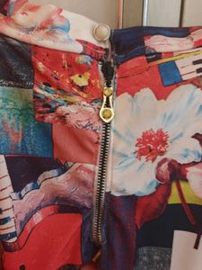 Vibrant Abstract Print Cold Shoulder Top