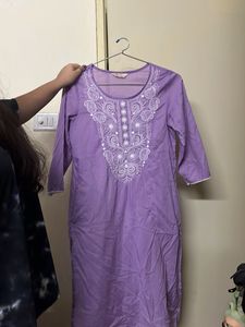Purple Embroidered Kurta