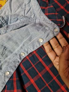 2-in-1 Reversible Cotton Chambray Shirt