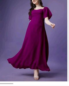 Solid Purple Colored Long Dress