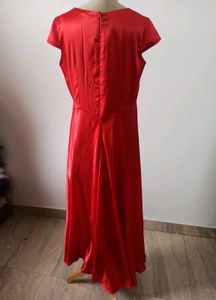 Elegant Red Satin Maxi Dress