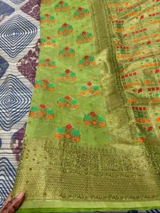 Beautiful Green Embroidered Saree