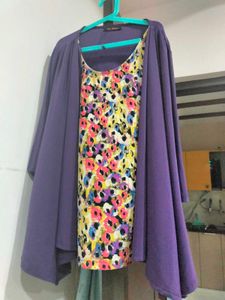 Floral Print Top w attached Cardigan