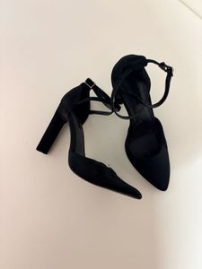 Black Suede Ankle Strap Heels