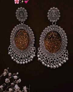 bronze resin Oxidized jhumke earrings💖