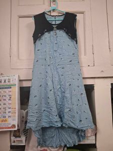 💥Blue Floral Dress with Vest