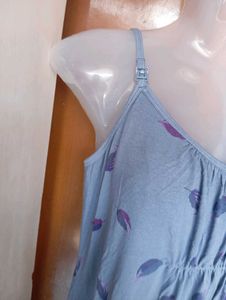 Blue Leaf Print Nightgown