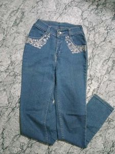 y2k Stylish Embellished Blue Jeans