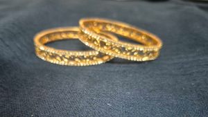 Gold stone Bangles Set and oxidised neckla
