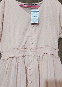 Sunday SALE Peach Button-Front Midi Dress
