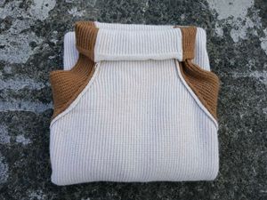 Unisex Knit Cream and  Brown Turtleneck Sweater
