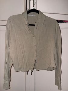 Stradivarius Relaxed Fit Olive Green Shirt