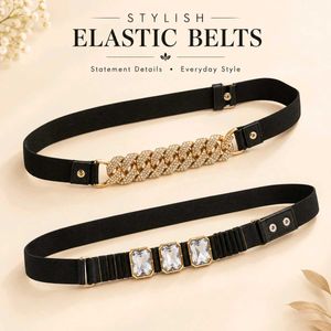 Stylish Elastic Belts with Rhinestone Embellishmen