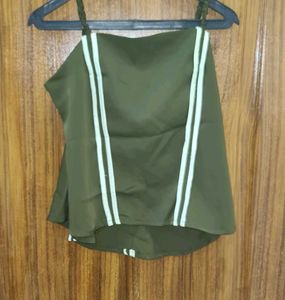 Stylish Olive Green Spaghetti Top