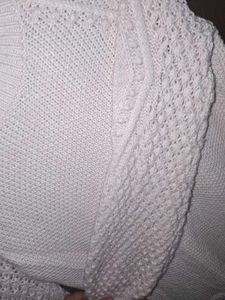 Whitw Textured Knit Sweater