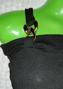 Black Crop Top with Gold Straps