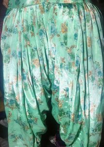 Women's Mint Green Floral Printed Satin Patiala Sa