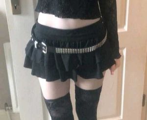 black coquette ruffle mini skirt🩰