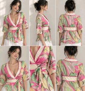 Vibrant Wrap Top with Belt