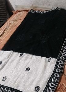 Stunning Black &amp; White Sequin Saree