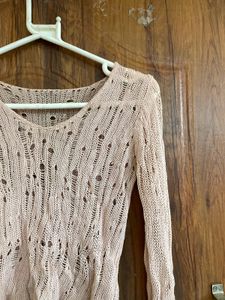 Sheer Knit Long Sleeve Top