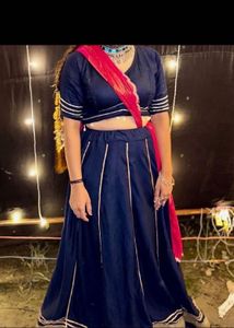 Stylish Navy Blue Blouse and lehenga