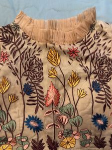 Embroidered Floral Puff Sleeve Blouse