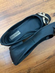 Steve Madden Black Flats with Gold Detail