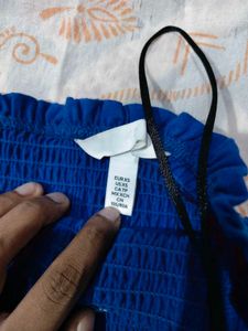 Blue Smocked Tube Top