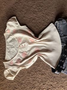 Cream Polka Dot Knit Top
