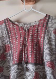 Trending Cotton blend with real mirror work Kurti