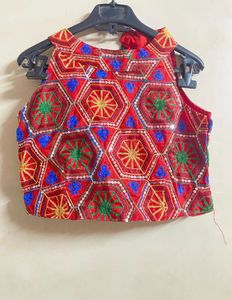 Embroidered Red Ethnic Blouse