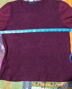GIRL FULL SLEEVE ROUND NECK MAROON TOP