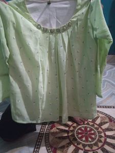 Grey And Lime Green Top