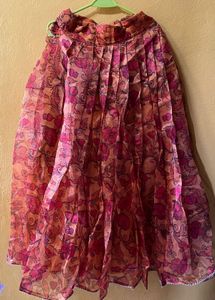 organza rust orange lehange blouse