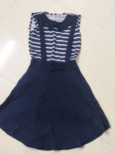 Navy Striped Sailor Dress with Bow