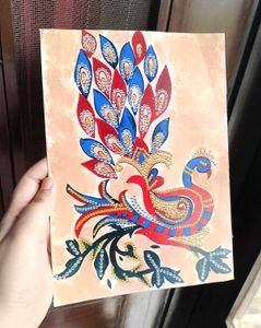 Glowing Peacock Handmade Art Print