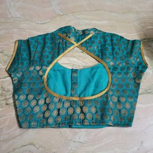 Elegant Teal Brocade Blouse