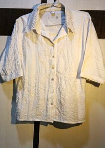 Cream Textured Button-Up Shirt